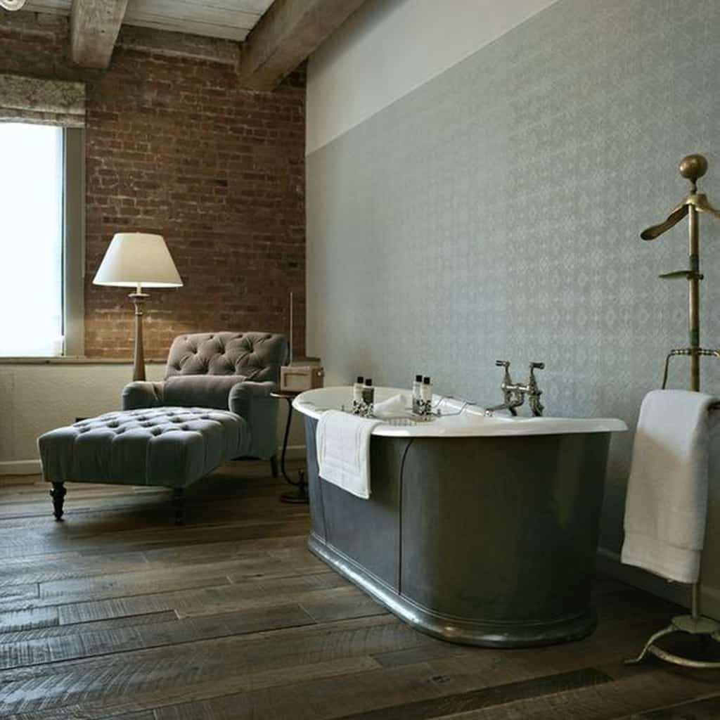 distressed timber flooring bathroom