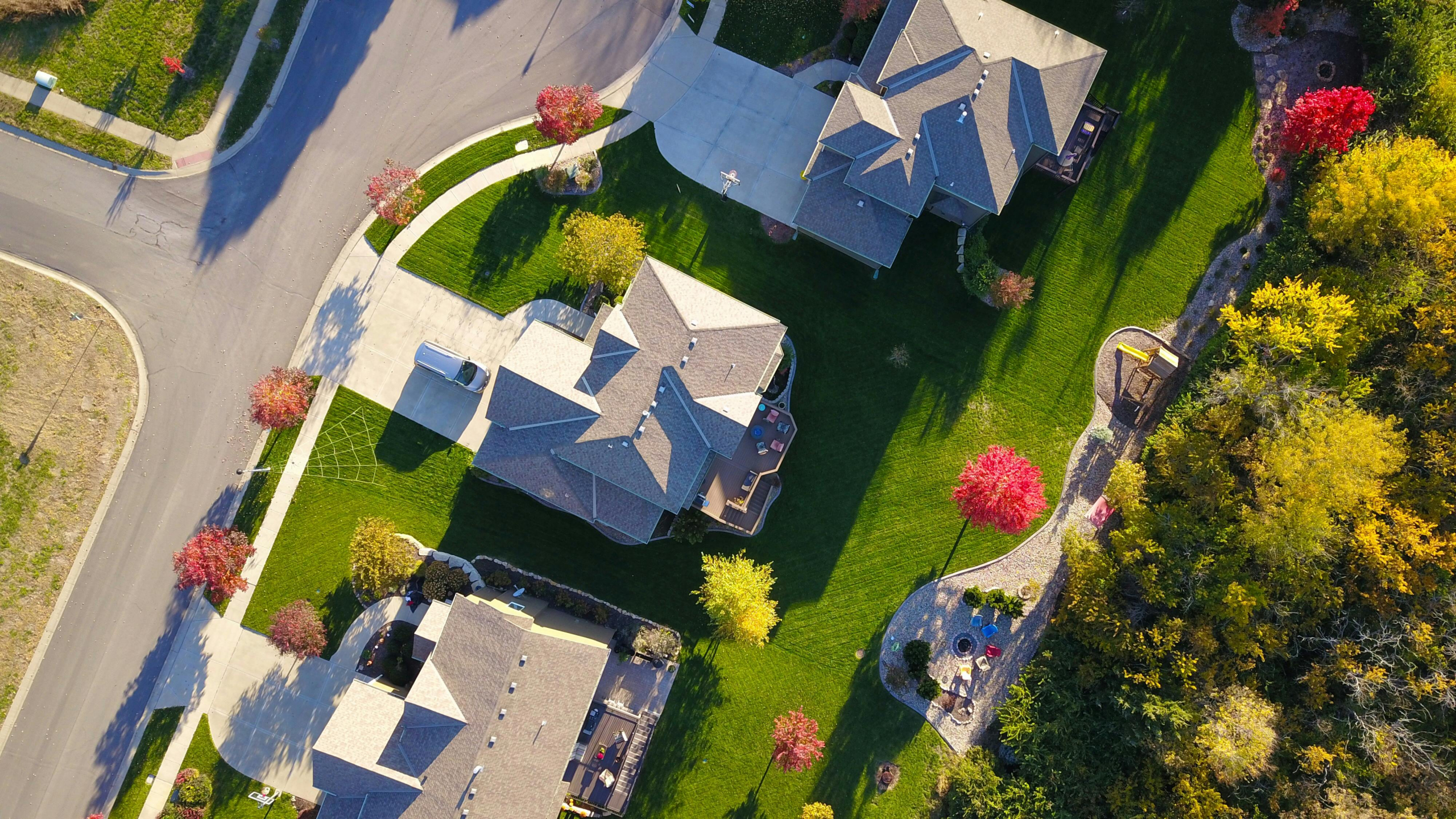 Bird’s-eye view of rooftops
